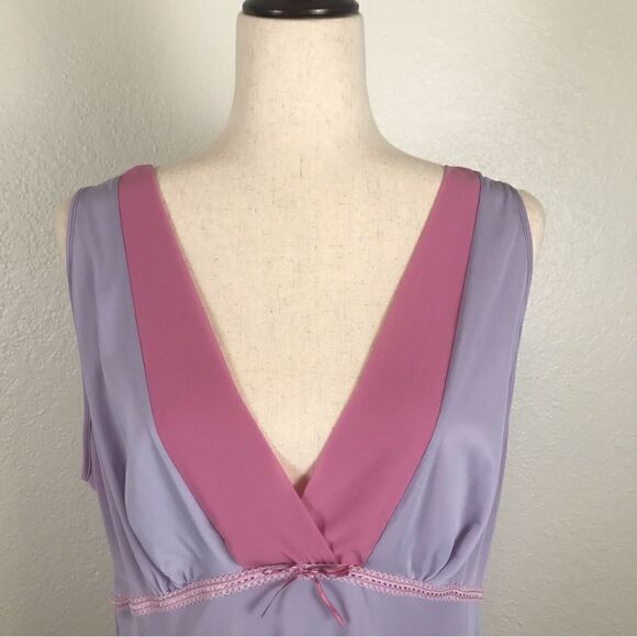 Vintage Vanity Fair lavender & mauve deep V neck & back Maxi slip dress XL* - Picture 2 of 6